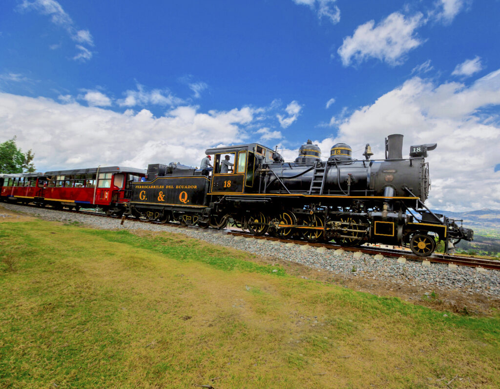 A luxury train traversing the high peaks of the Andes